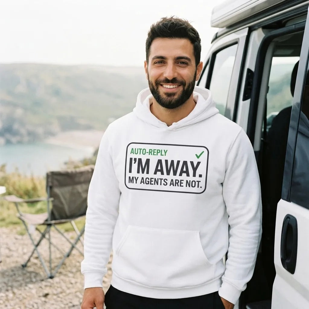 Auto-Reply agentic AI engineer hoodie — lifestyle