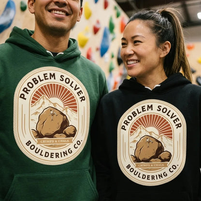 Problem Solver Bouldering Badge hoodie — lifestyle