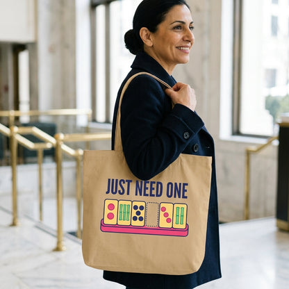 Just Need One funny mahjong tote bag — lifestyle