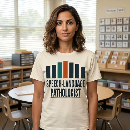 Mid-Century Clinic speech therapy tee — lifestyle