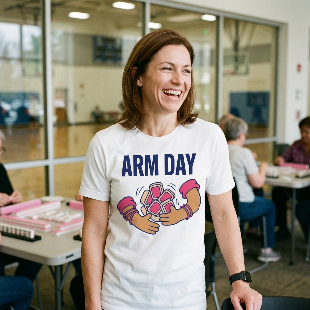 Arm Day funny mahjong tee — lifestyle
