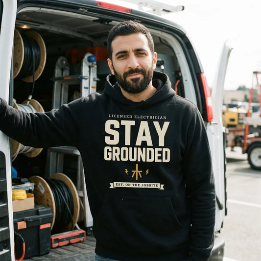 Stay Grounded funny electrician hoodie — lifestyle