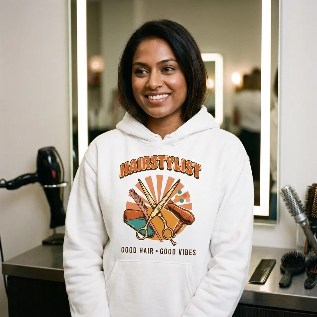 Retro Salon Hairstylist good hair good vibes hoodie — lifestyle
