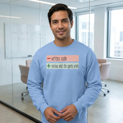 The Diff agentic AI engineer crewneck sweatshirt — lifestyle