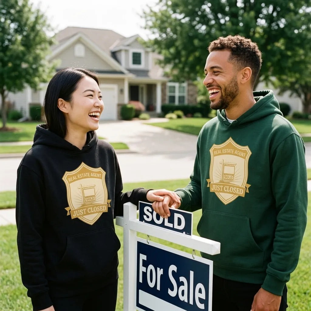 Just Closed real estate agent hoodie — lifestyle