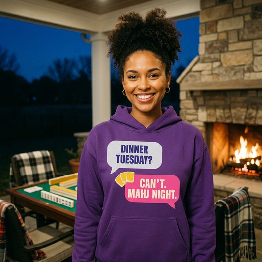 Mahj Night funny mahjong hoodie — lifestyle