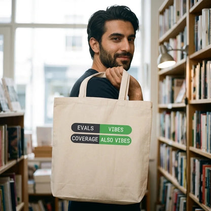 Eval Suite Vibes agentic AI engineer canvas tote bag — lifestyle
