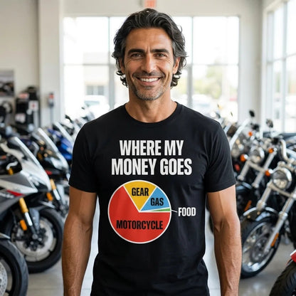 Where My Money Goes funny motorcycle tee — lifestyle
