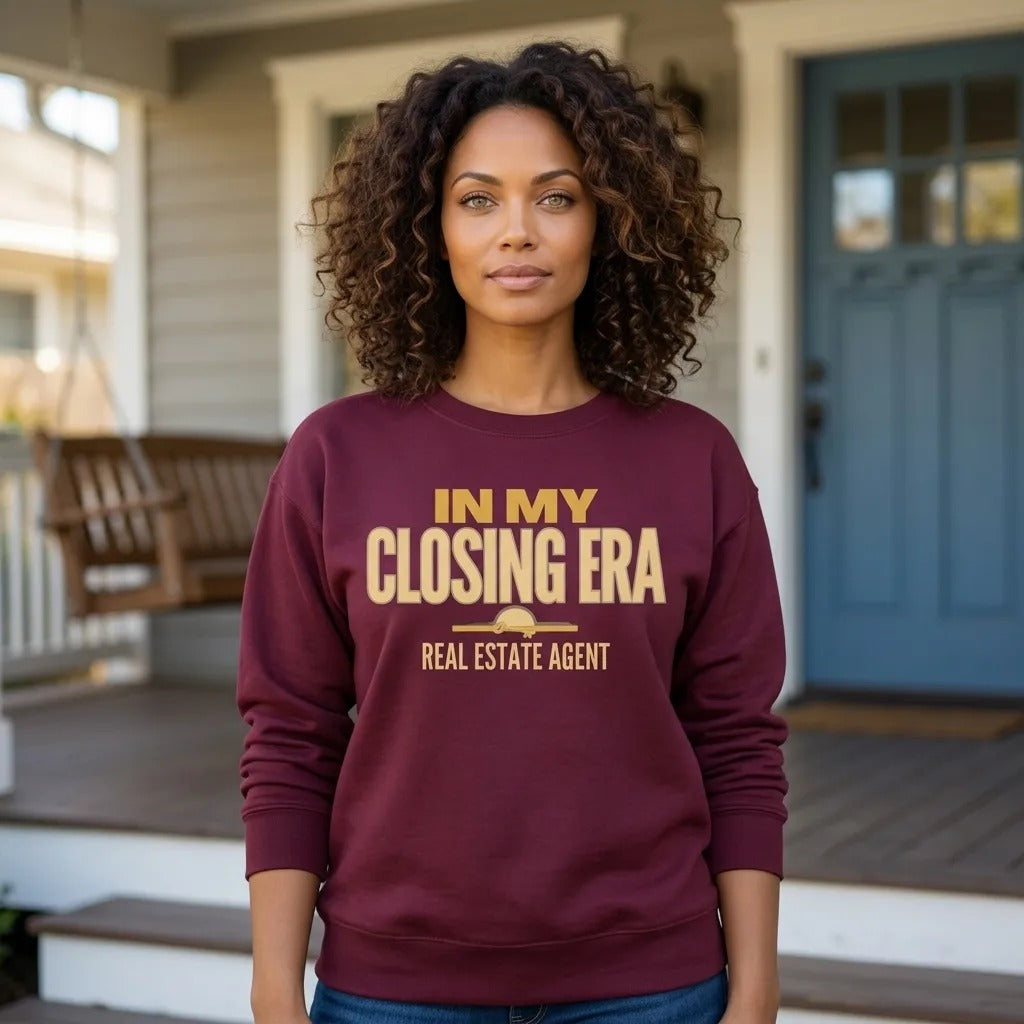In My Closing Era real estate agent crewneck sweatshirt — lifestyle