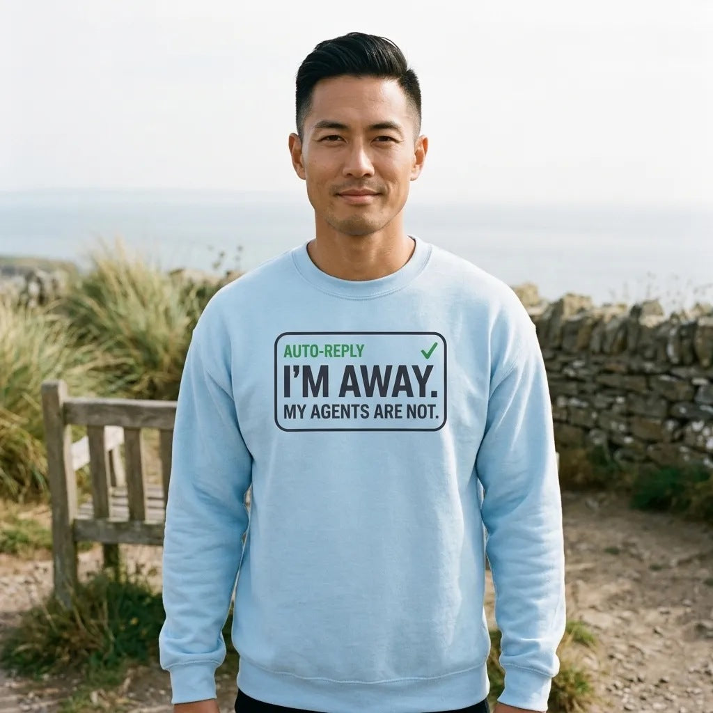 Auto-Reply agentic AI engineer crewneck sweatshirt — lifestyle