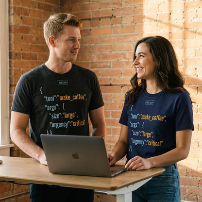 Tool Call Make Coffee AI engineer tee — lifestyle