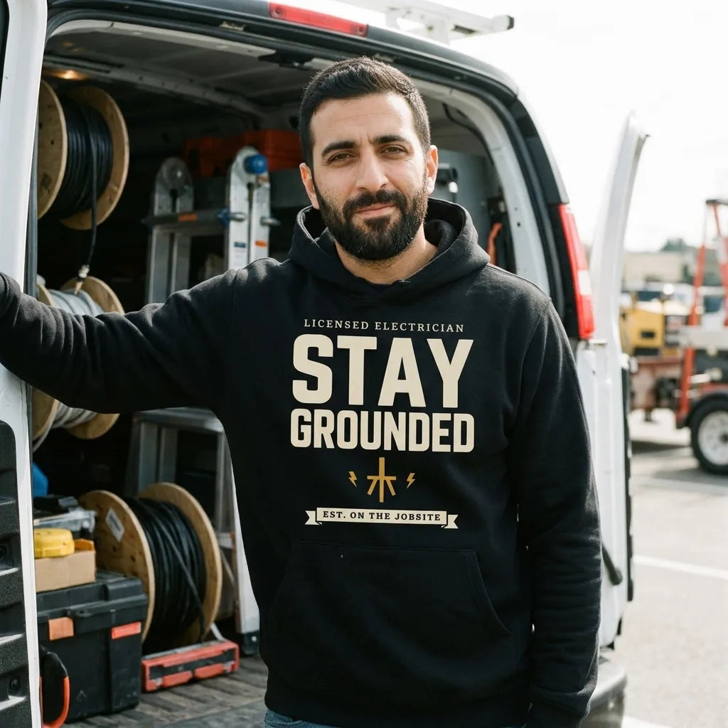 Stay Grounded funny electrician hoodie — lifestyle
