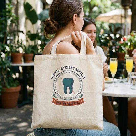 Dental Hygiene Society dental hygienist cotton tote bag — lifestyle