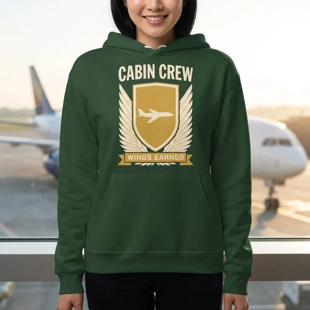 Wings Earned flight attendant hoodie — lifestyle