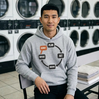 Plan Act Observe Repeat hoodie — lifestyle