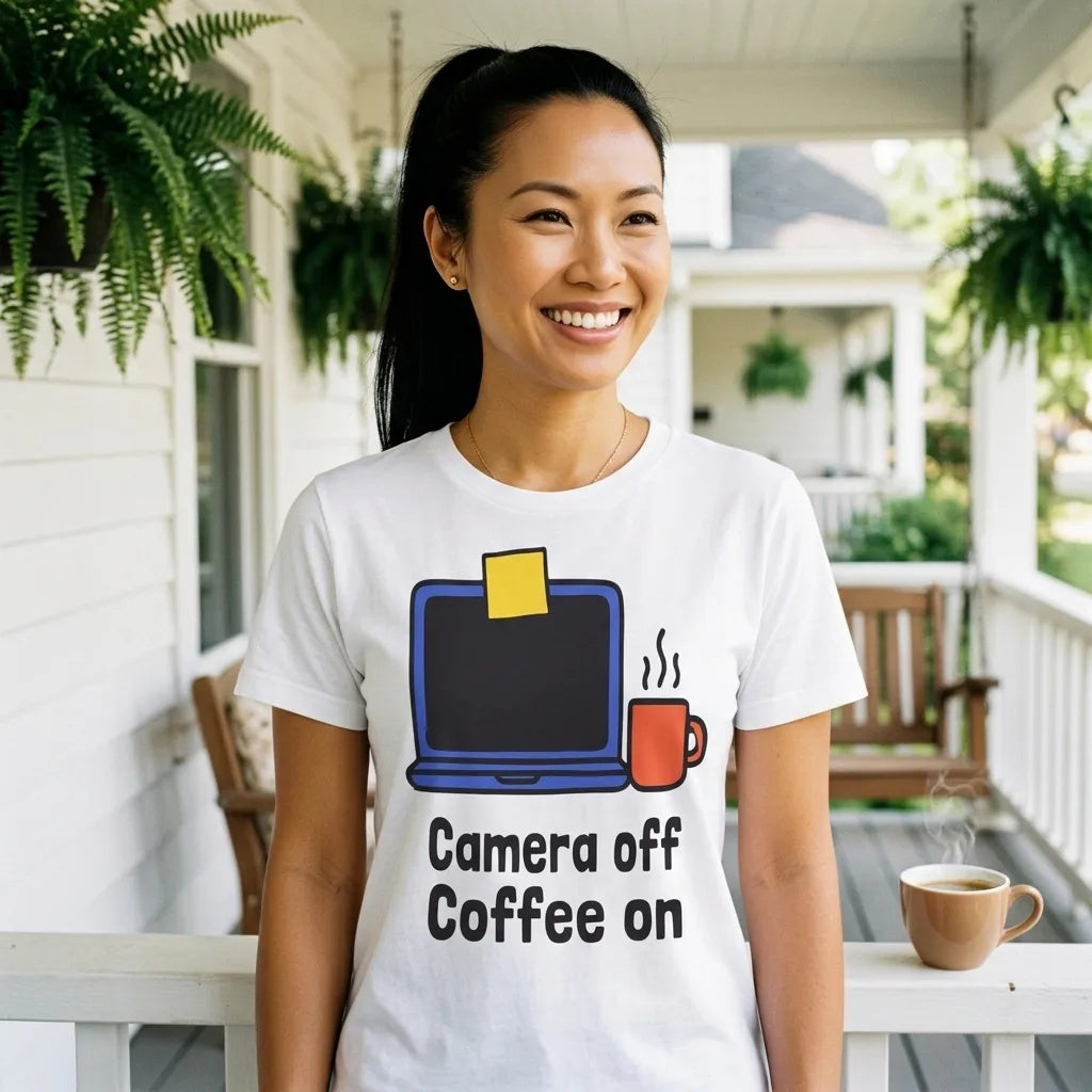 Camera Off Coffee On funny work from home unisex t-shirt — lifestyle