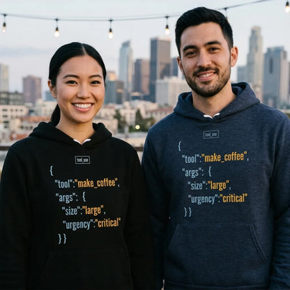 Tool Call Make Coffee AI engineer hoodie — lifestyle