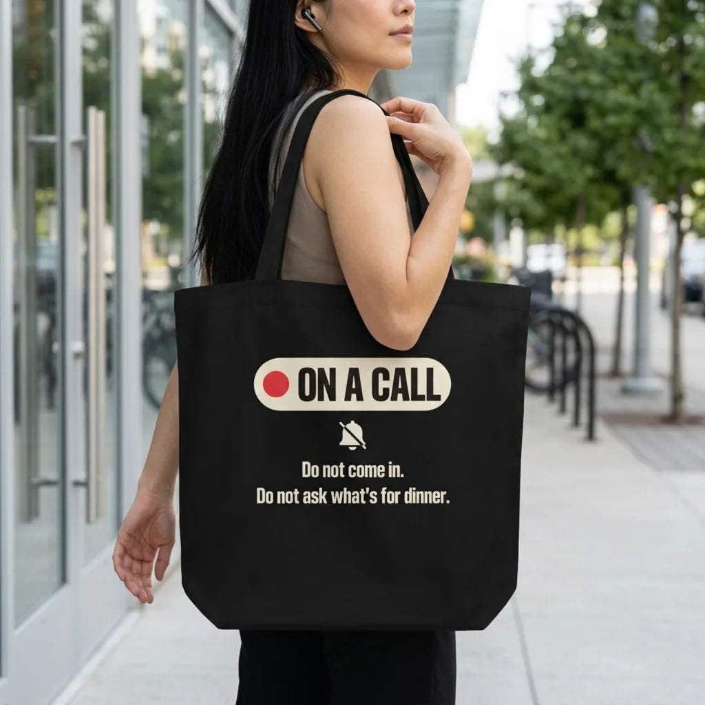 On A Call do not disturb status tote bag — lifestyle