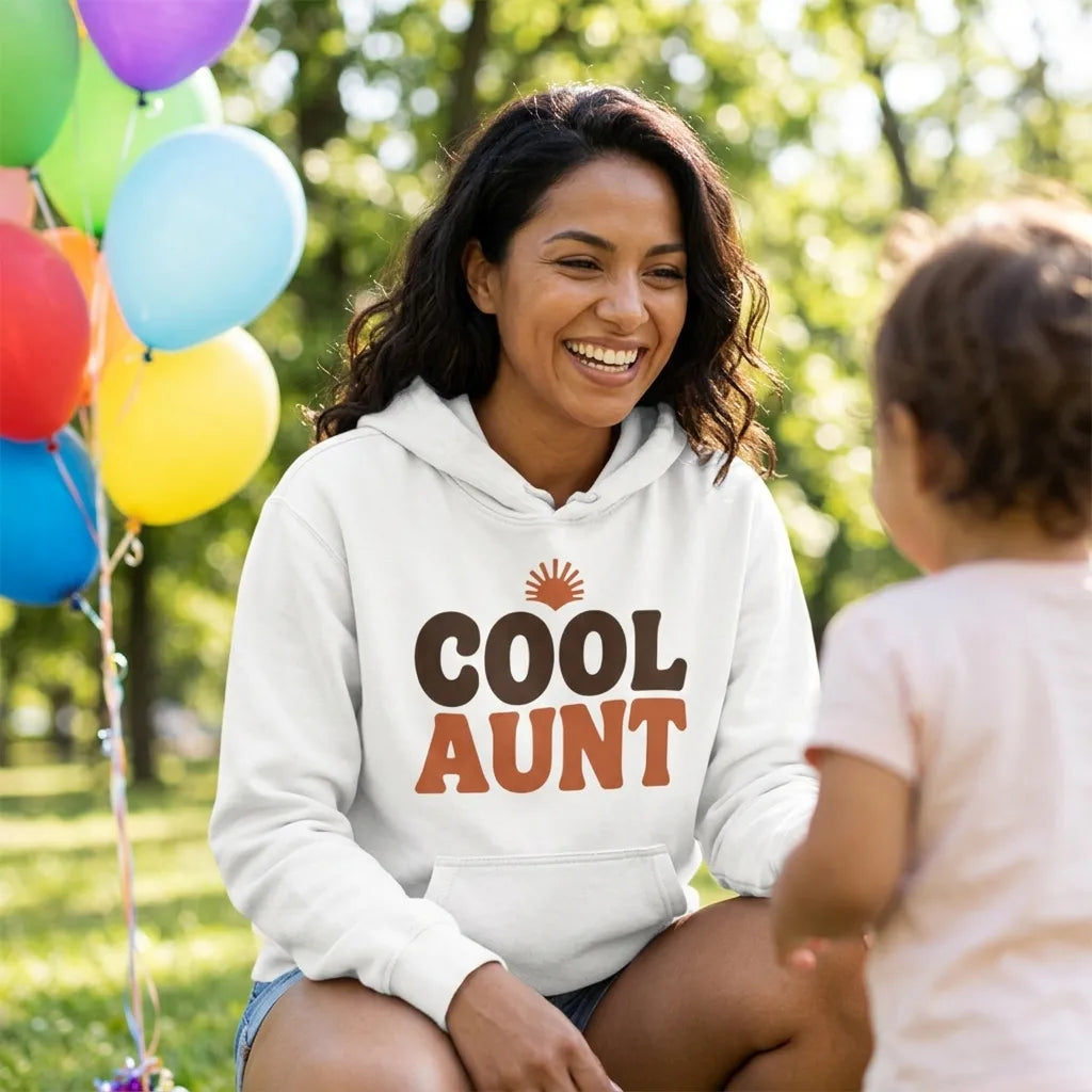 Cool Aunt retro groovy aunt hoodie — lifestyle