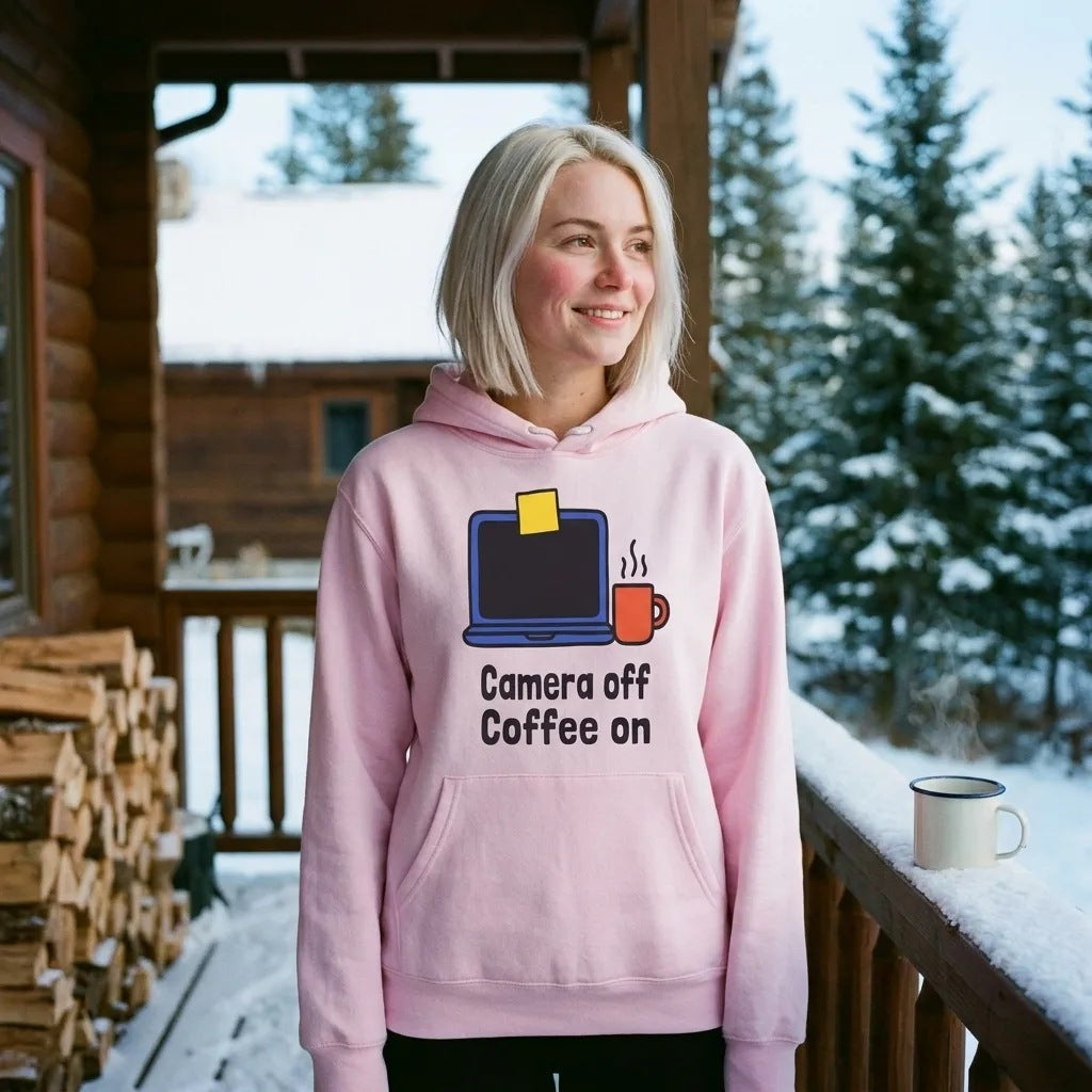 Camera Off Coffee On funny work from home unisex hoodie — lifestyle