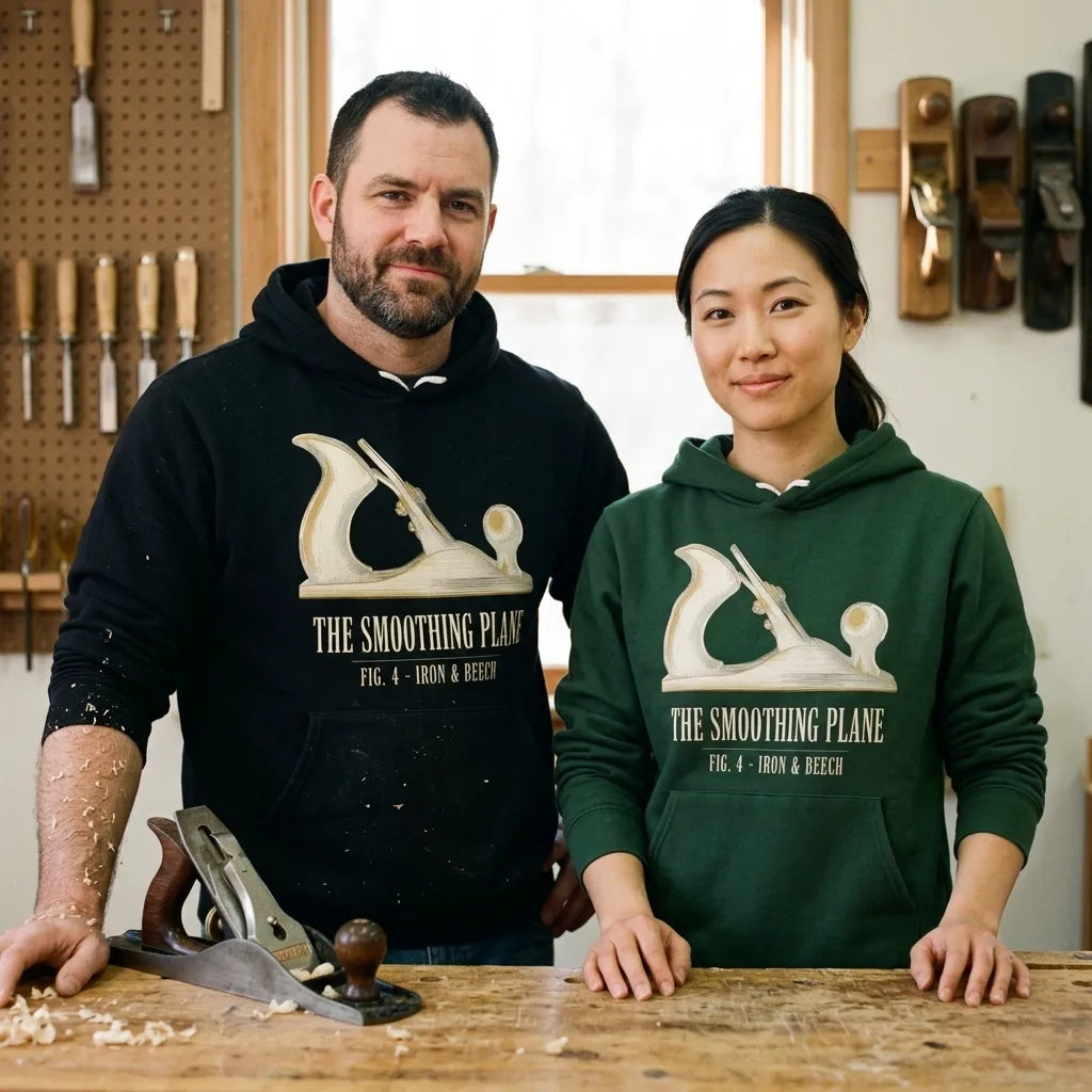 Fig. 4 The Smoothing Plane woodworking hoodie — lifestyle