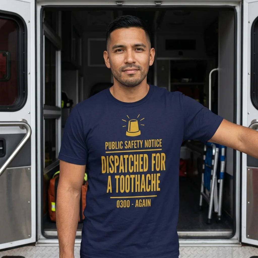 Dispatched For a Toothache funny EMS paramedic t-shirt — lifestyle