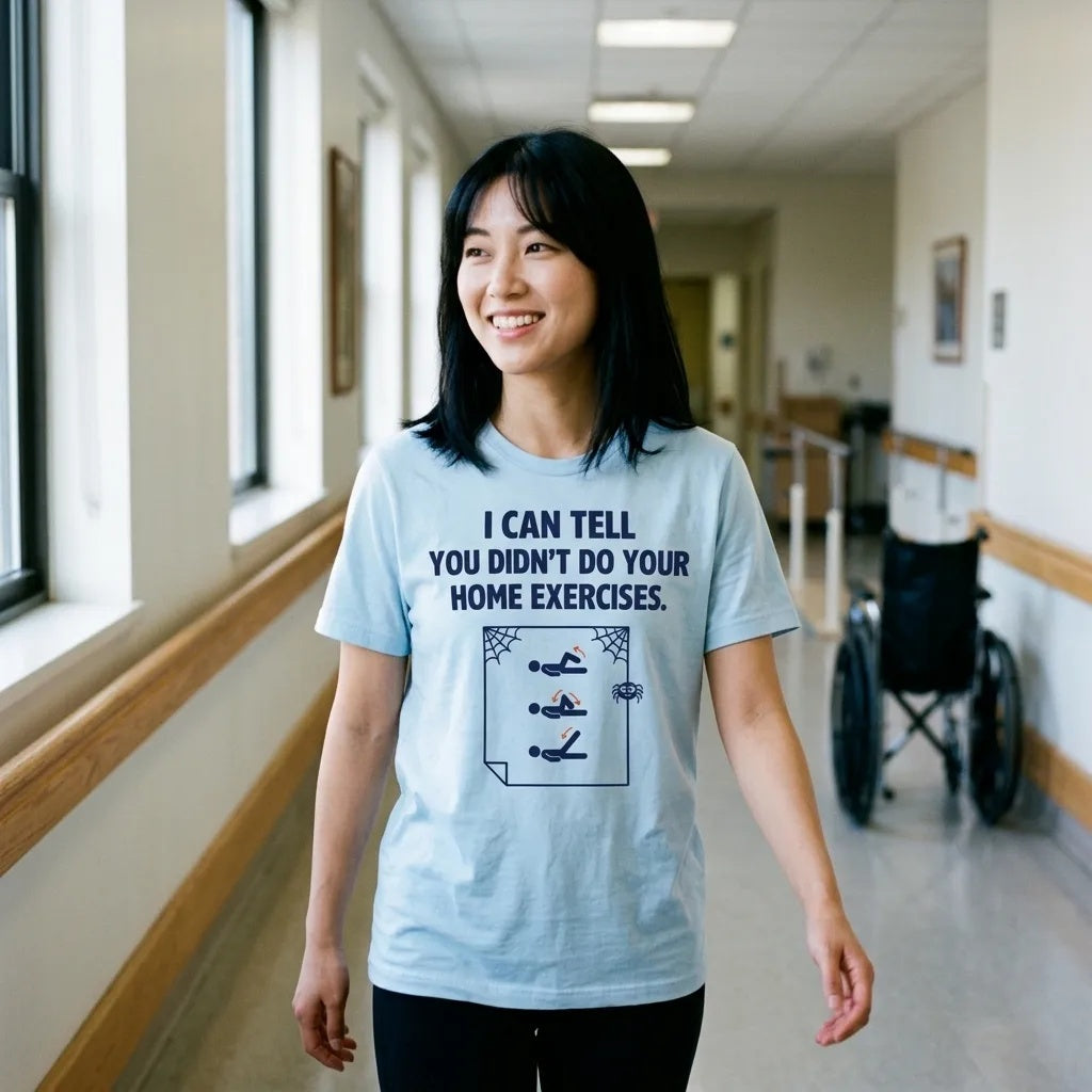 Home Exercises funny physical therapy tee — lifestyle