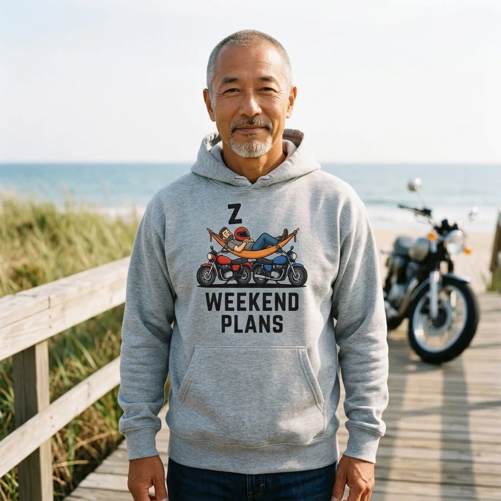 Weekend Plans funny motorcycle dad hoodie — lifestyle