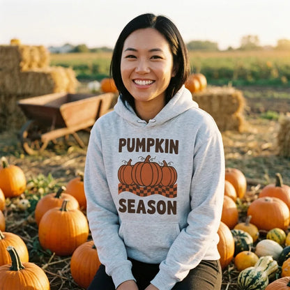 Pumpkin Season retro 70s fall hoodie — lifestyle