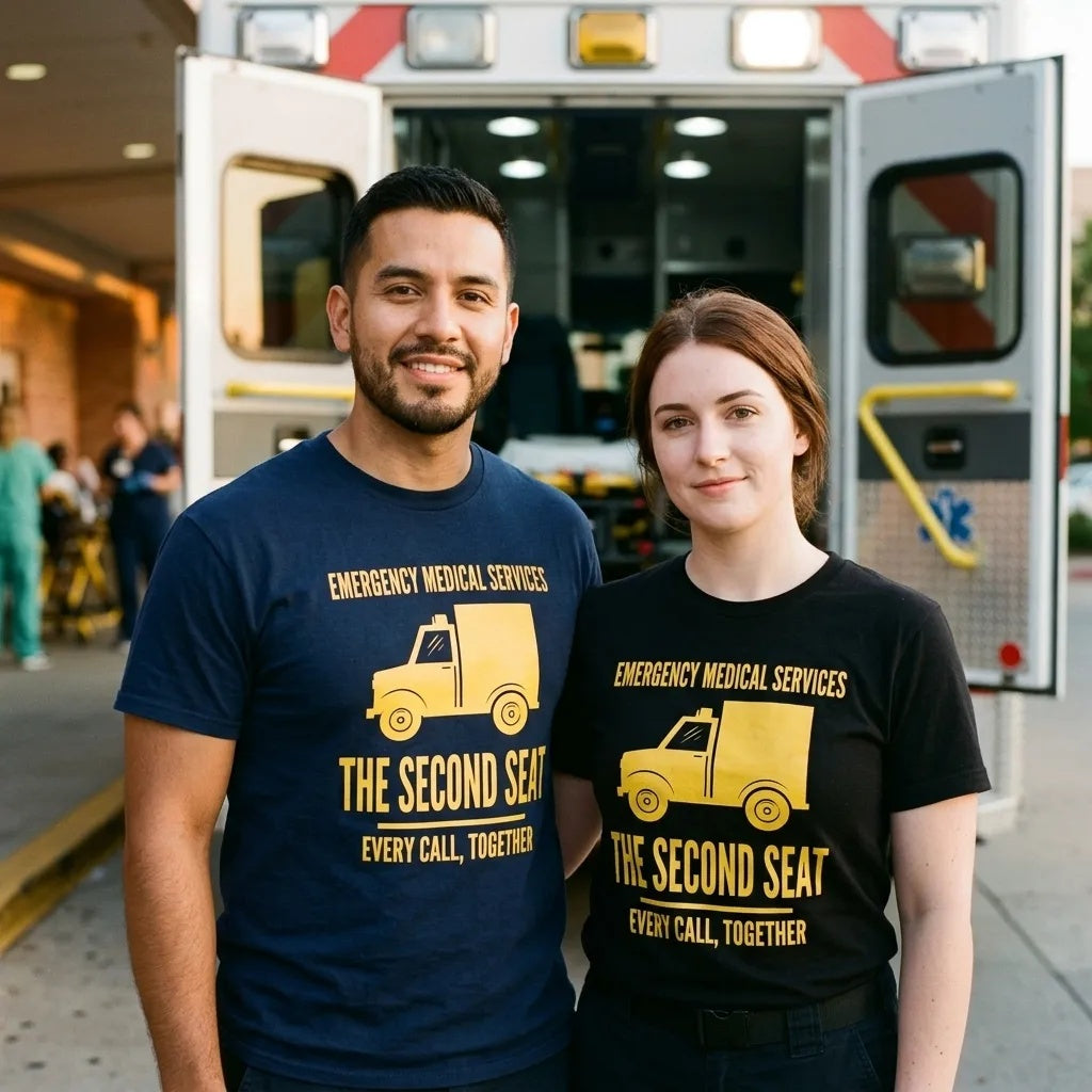 The Second Seat EMS paramedic tee — lifestyle