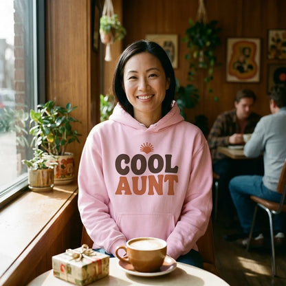 Cool Aunt retro groovy aunt hoodie — lifestyle