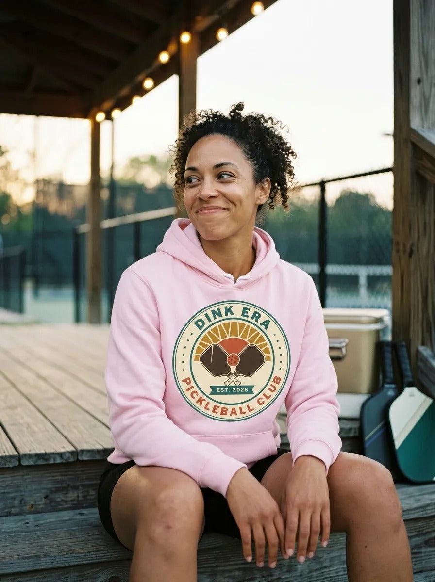 Dink Era Pickleball Club retro hoodie — lifestyle
