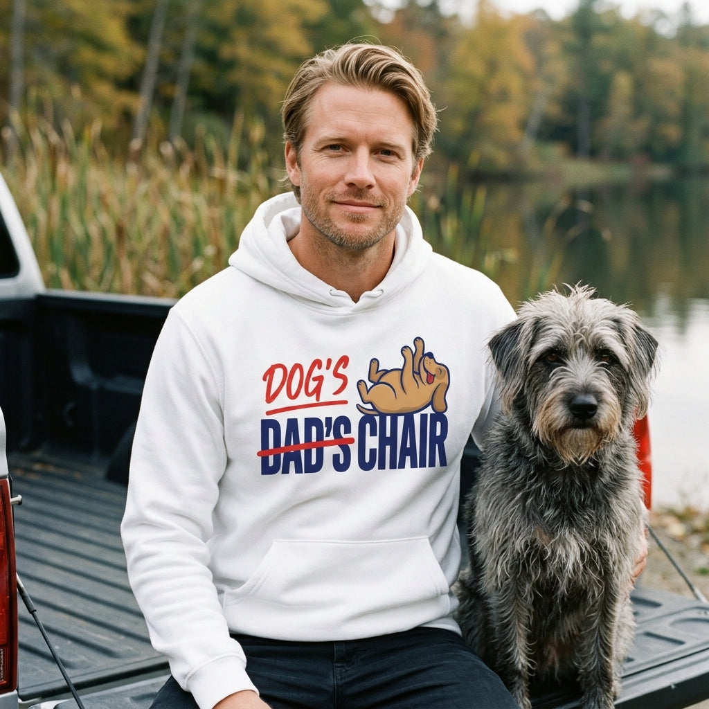Dog's Chair funny dog dad hoodie — lifestyle