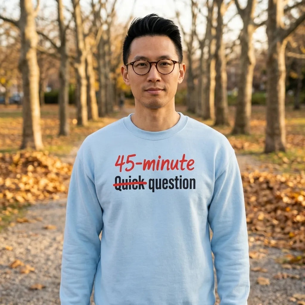 Quick Question funny work from home crewneck sweatshirt — lifestyle