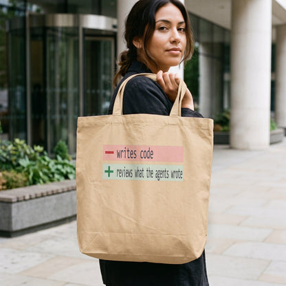 The Diff agentic AI engineer canvas tote bag — lifestyle