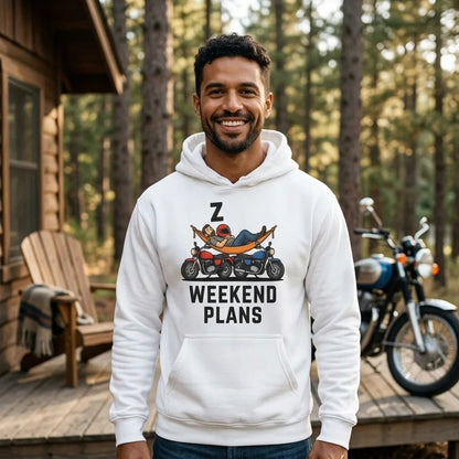 Weekend Plans funny motorcycle dad hoodie — lifestyle