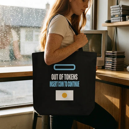 Insert Coin To Continue out of tokens canvas tote bag — lifestyle