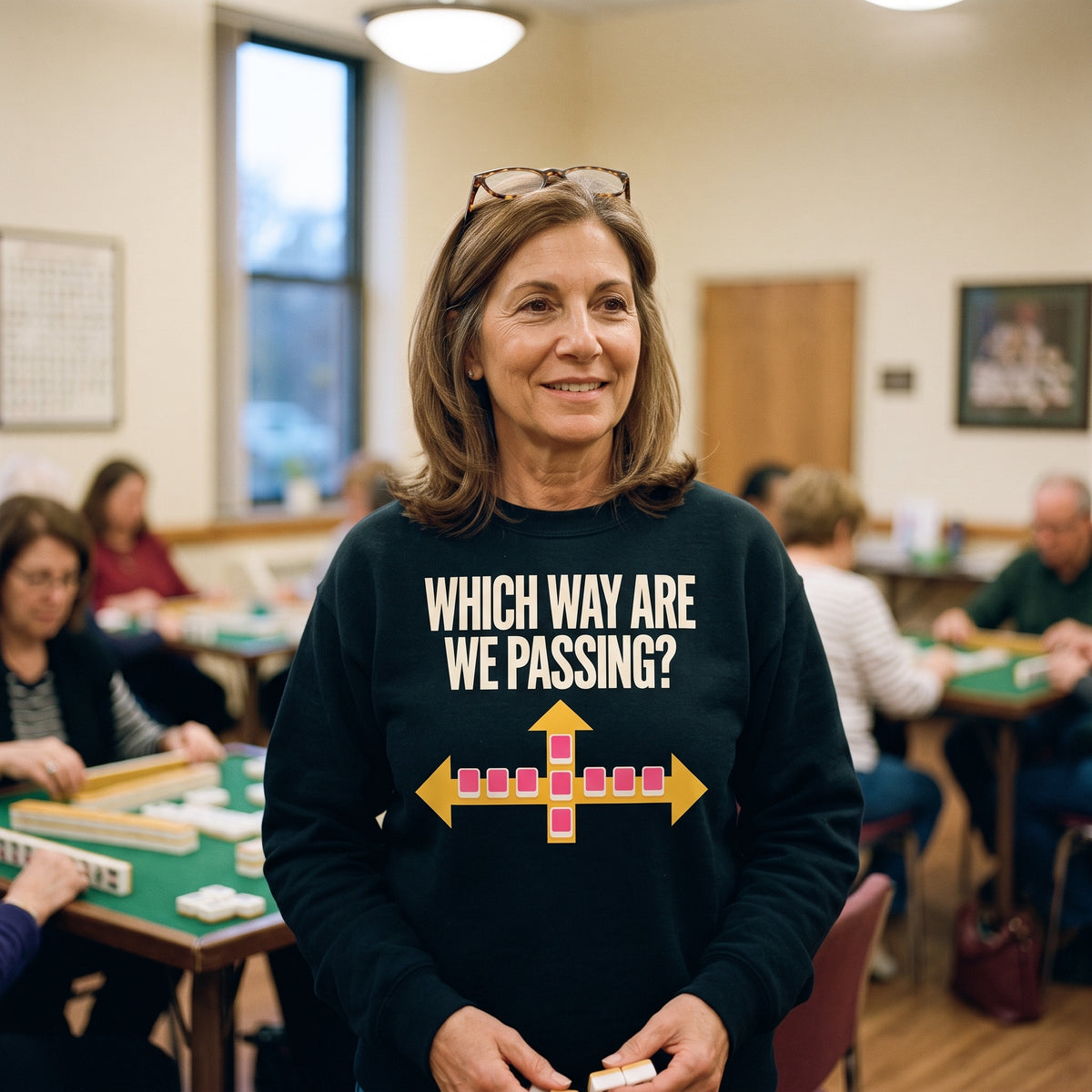 Which Way Are We Passing funny mahjong crewneck sweatshirt — lifestyle