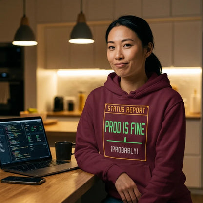 Prod Is Fine programmer hoodie — lifestyle