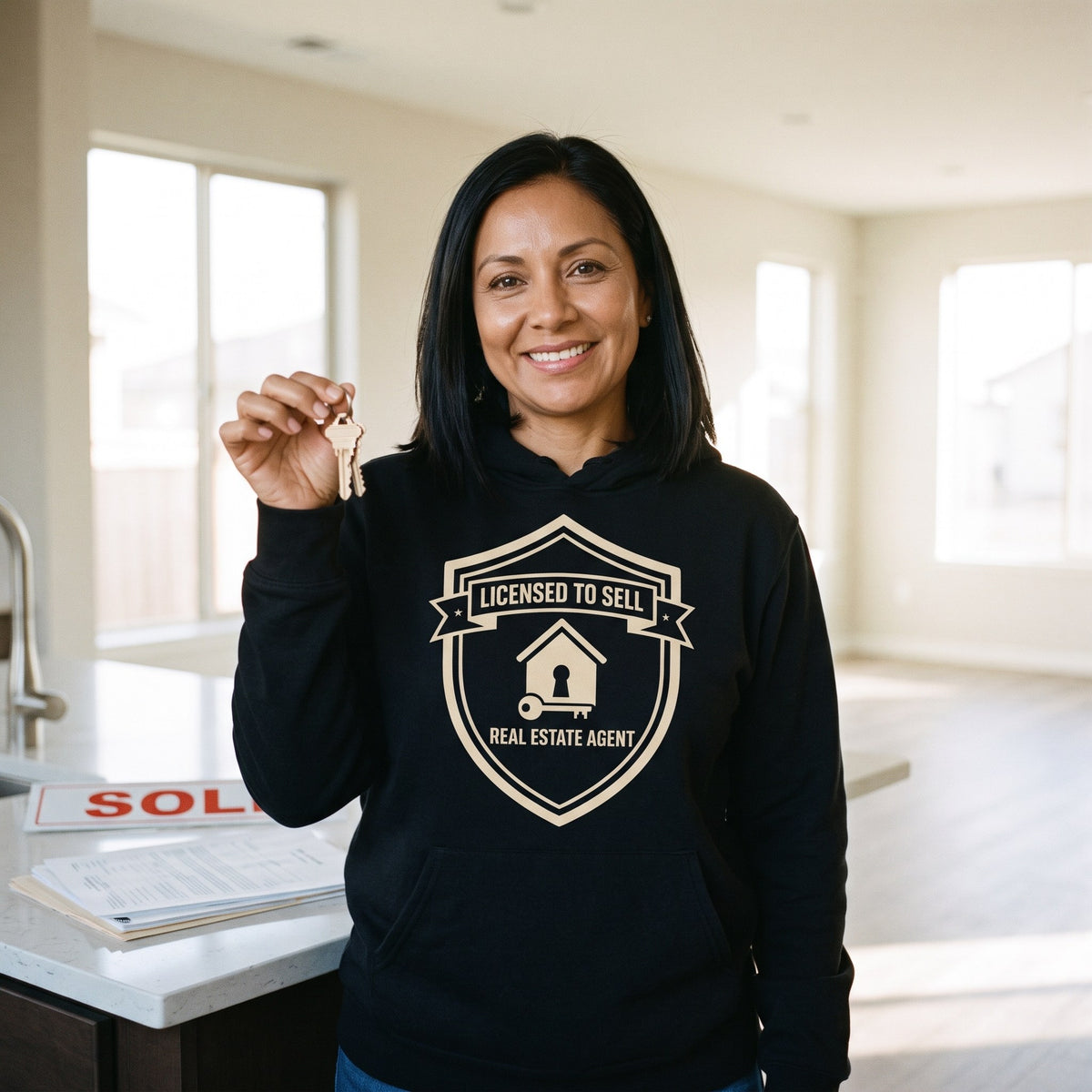 Licensed to Sell real estate agent hoodie — lifestyle