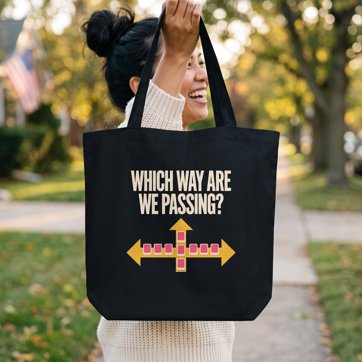 Which Way Are We Passing funny mahjong tote bag — lifestyle