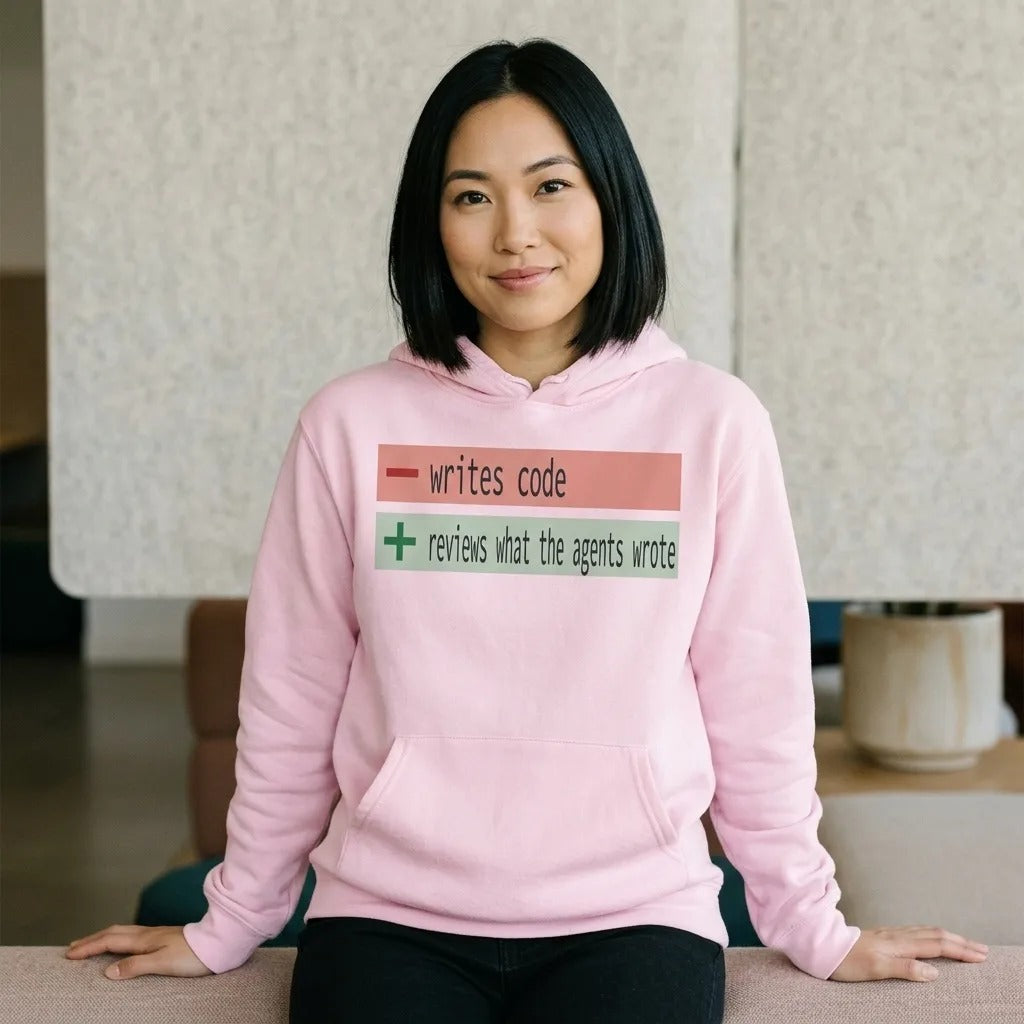 The Diff agentic AI engineer hoodie — lifestyle