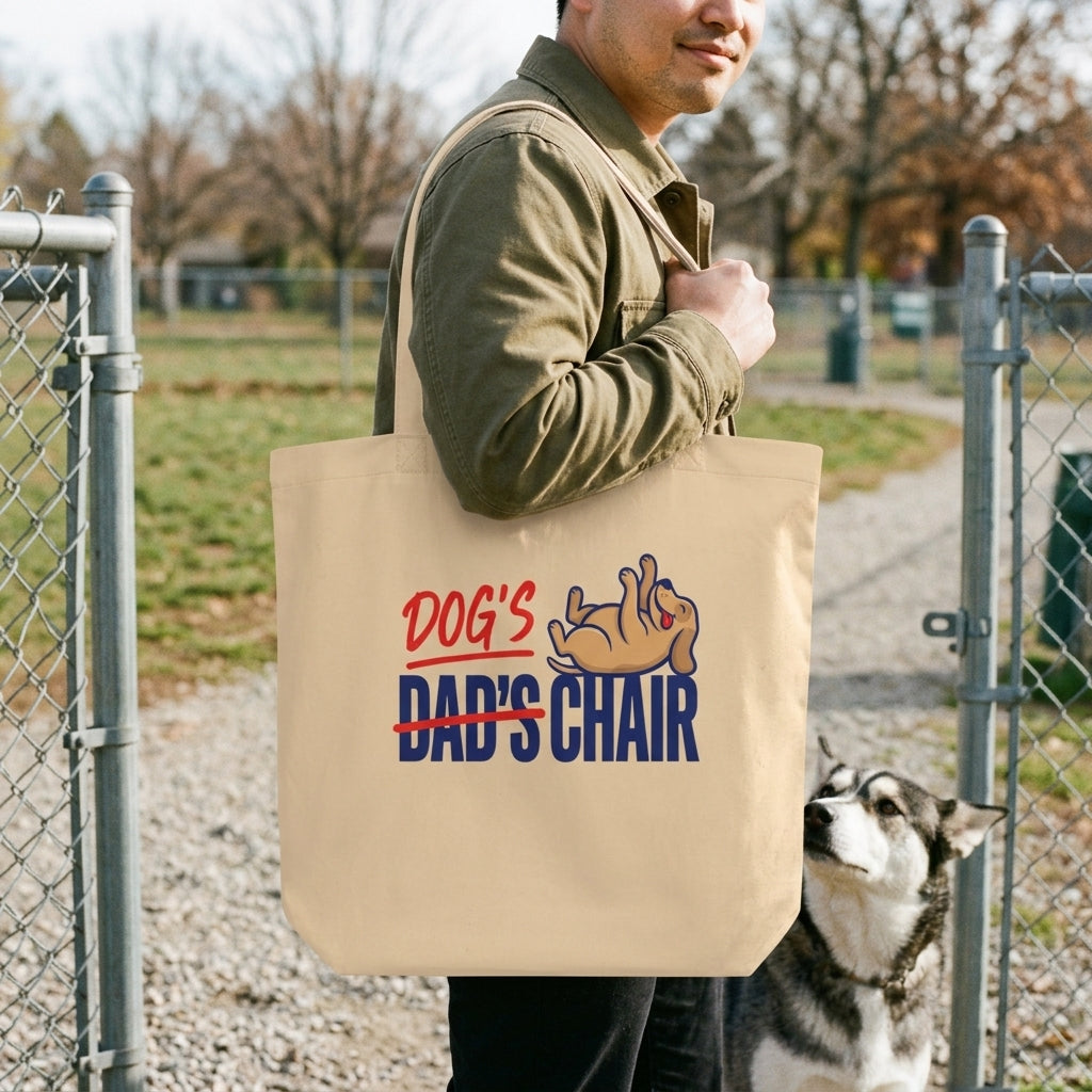 Dog's Chair funny dog dad tote bag — lifestyle