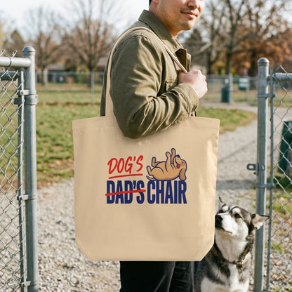 Dog's Chair funny dog dad tote bag — lifestyle