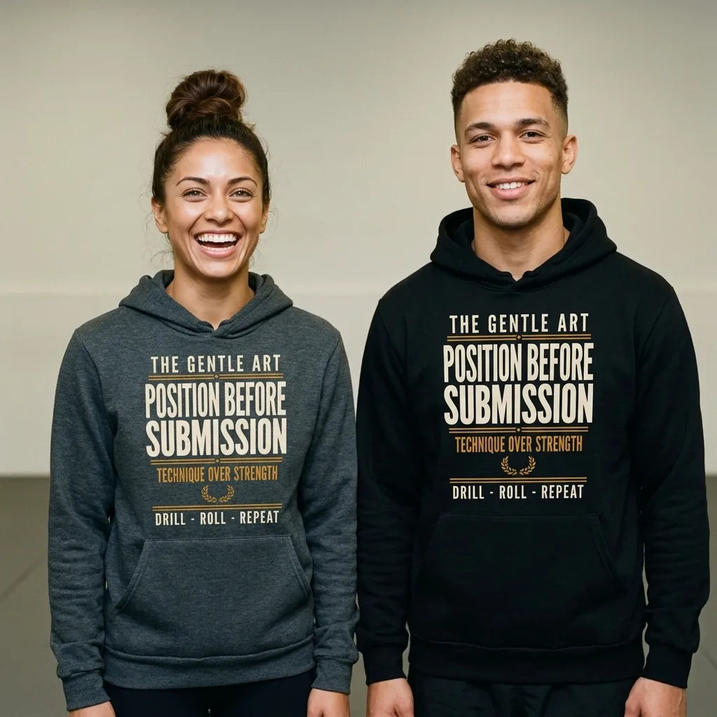 Position Before Submission Brazilian jiu jitsu hoodie — lifestyle