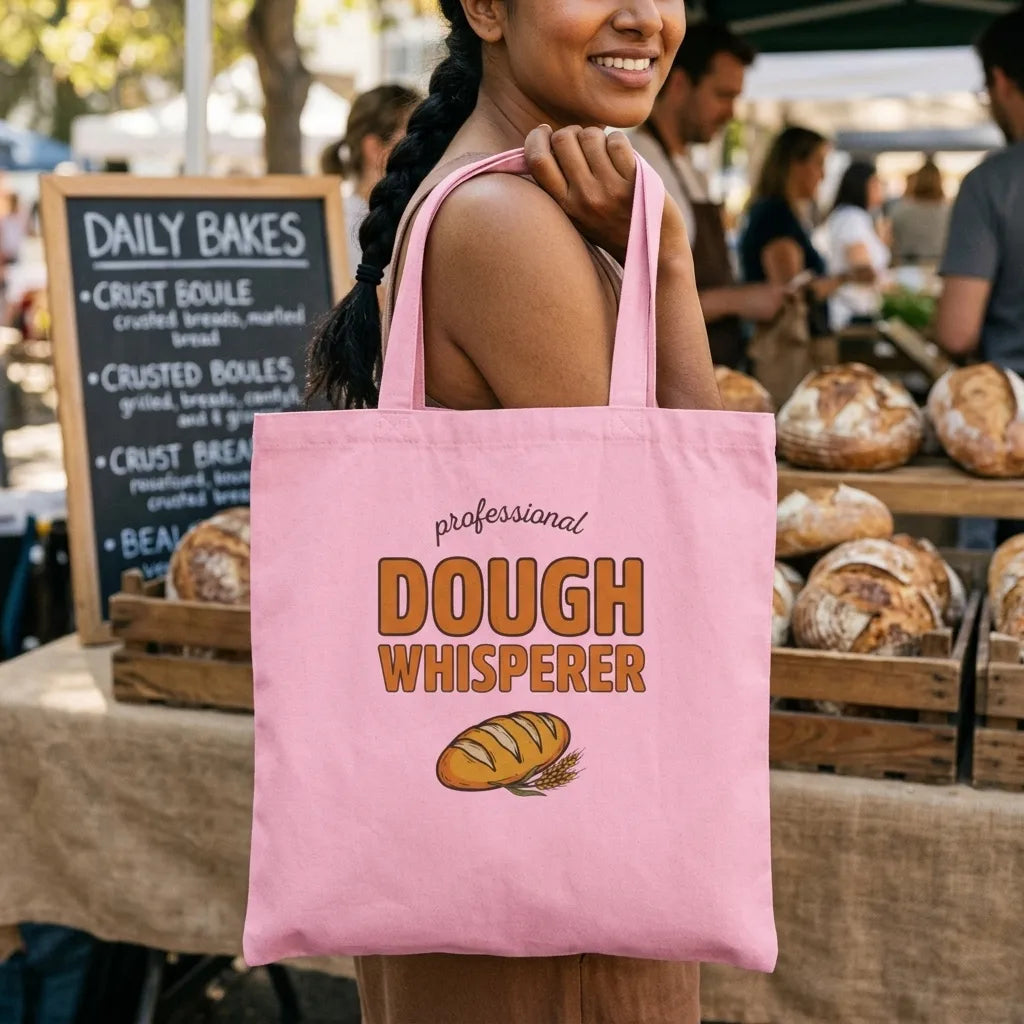 Professional Dough Whisperer funny baker cotton tote bag — lifestyle