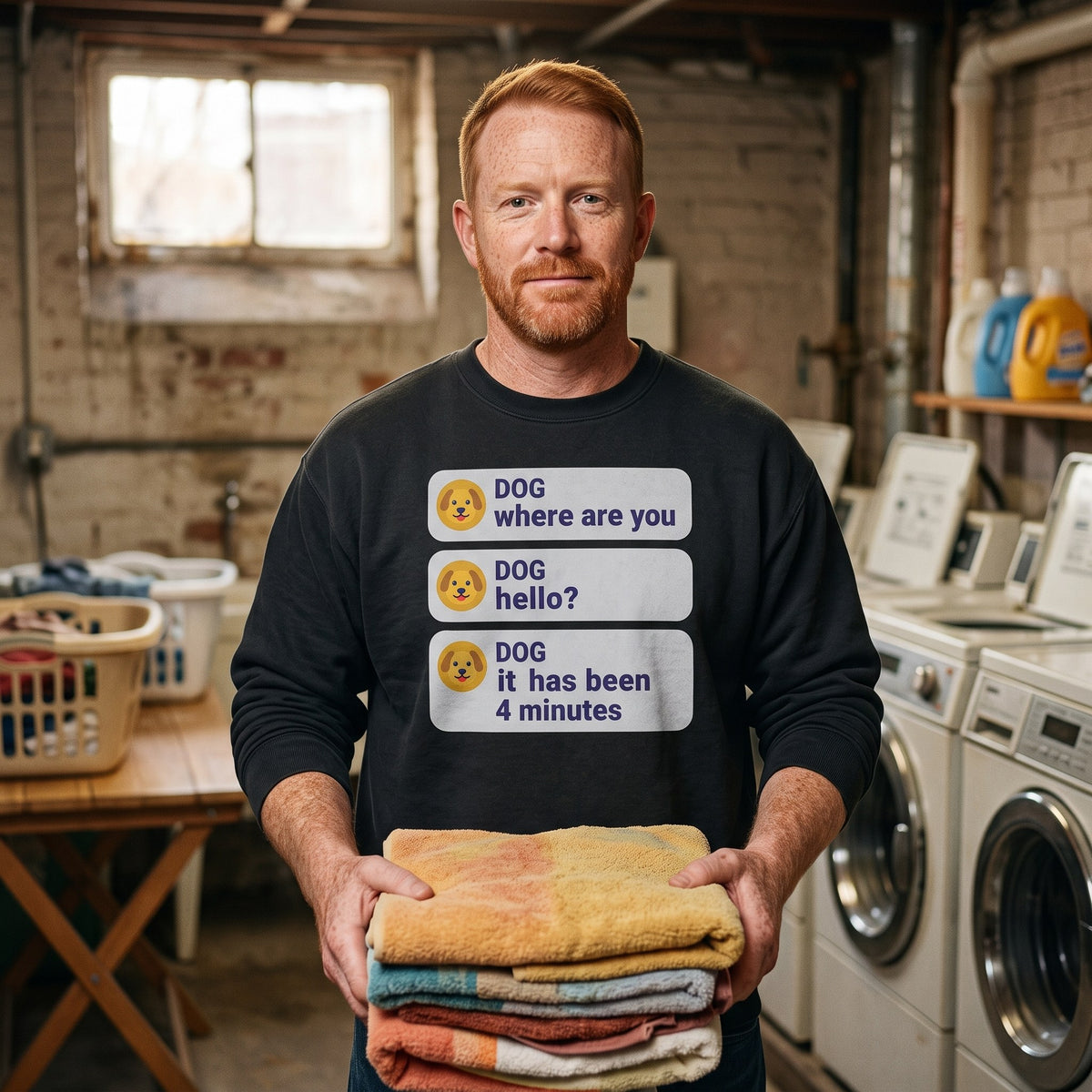 It Has Been 4 Minutes funny dog dad crewneck sweatshirt — lifestyle
