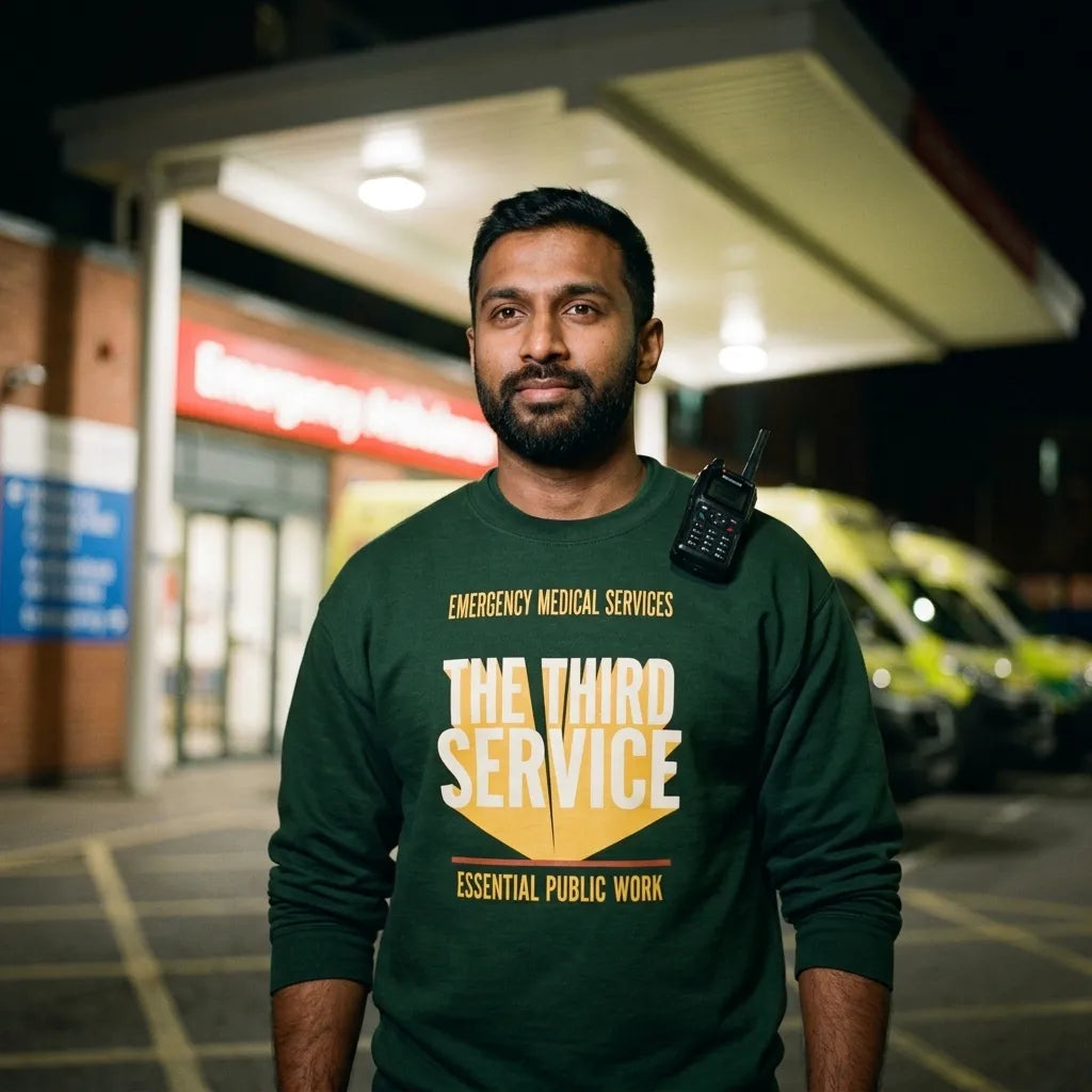 The Third Service EMS crewneck sweatshirt — lifestyle