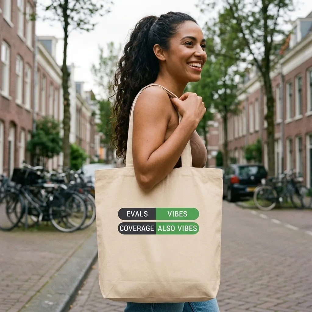Eval Suite Vibes agentic AI engineer canvas tote bag — lifestyle