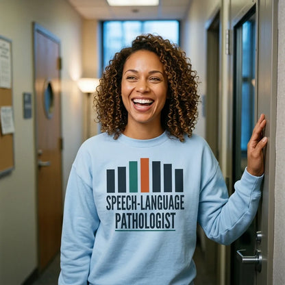 Mid-Century Clinic speech therapy crewneck sweatshirt — lifestyle